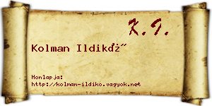 Kolman Ildikó névjegykártya