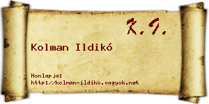 Kolman Ildikó névjegykártya